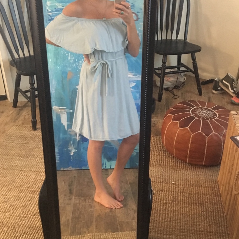 Off the shoulder denim dress